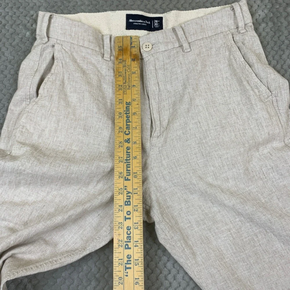Abercrombie Fitch Athletic Loose Pants Mens 28x30 Beige Linen Cotton Blend